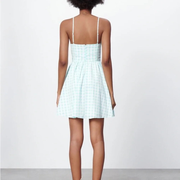 ZARA GINGHAM BEADED FLOWER DETAILED DRESS WITH POCKETS - Picture 6 of 14